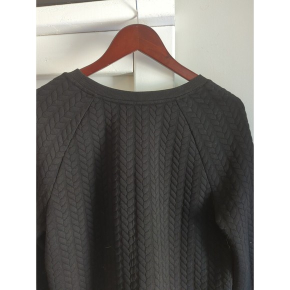 LOFT Women's M BLACK Textured Pullover Sweatshirt - Picture 8 of 8